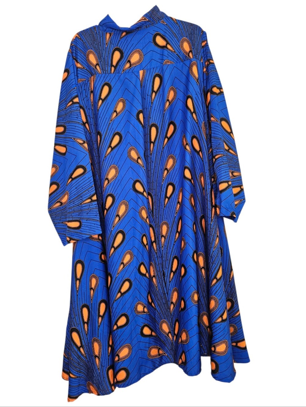 Ankara African Print High-Low Button Down Shirt Dress Women Plus Size 3X - Picture 2 of 4